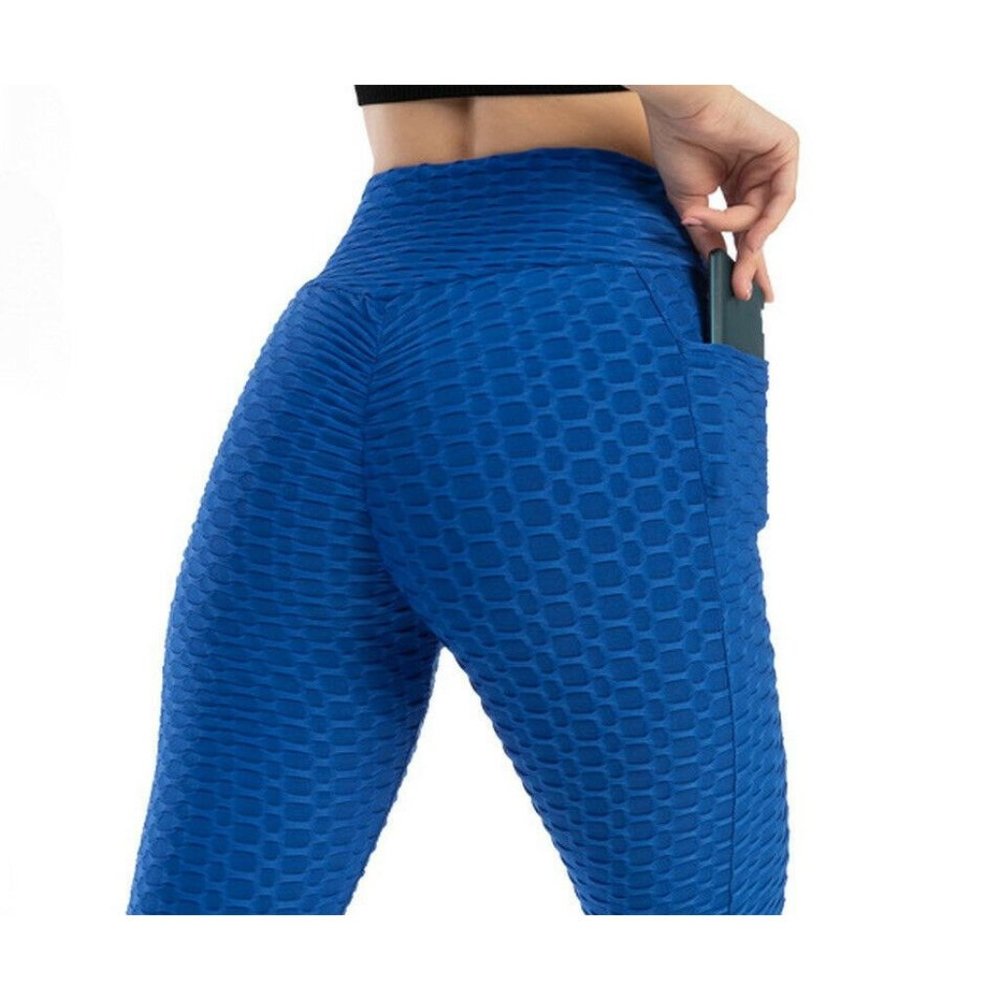 Women’s Leggings J & W Slim Fit high waist,Honeycomb With Pockets Blue Size S/M